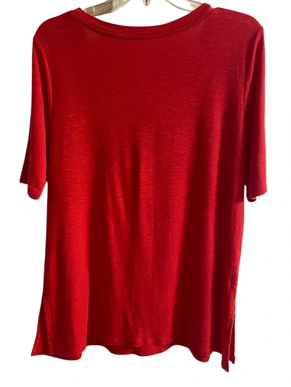 J Jill  Red Short Sleeve Scoop Neck Tee Pima Cotton Large - Picture 3 of 7